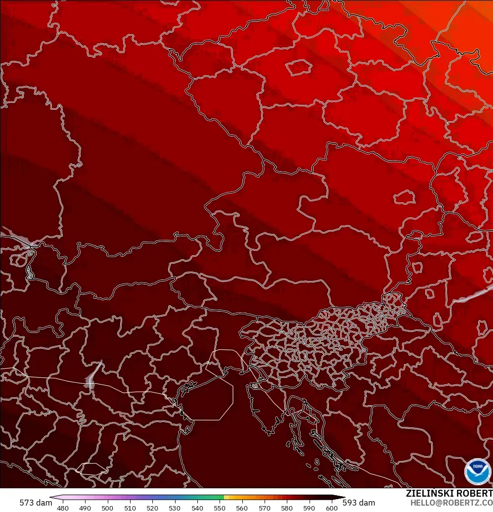 GFS model - Austria, Geopotential height at 500hPa
