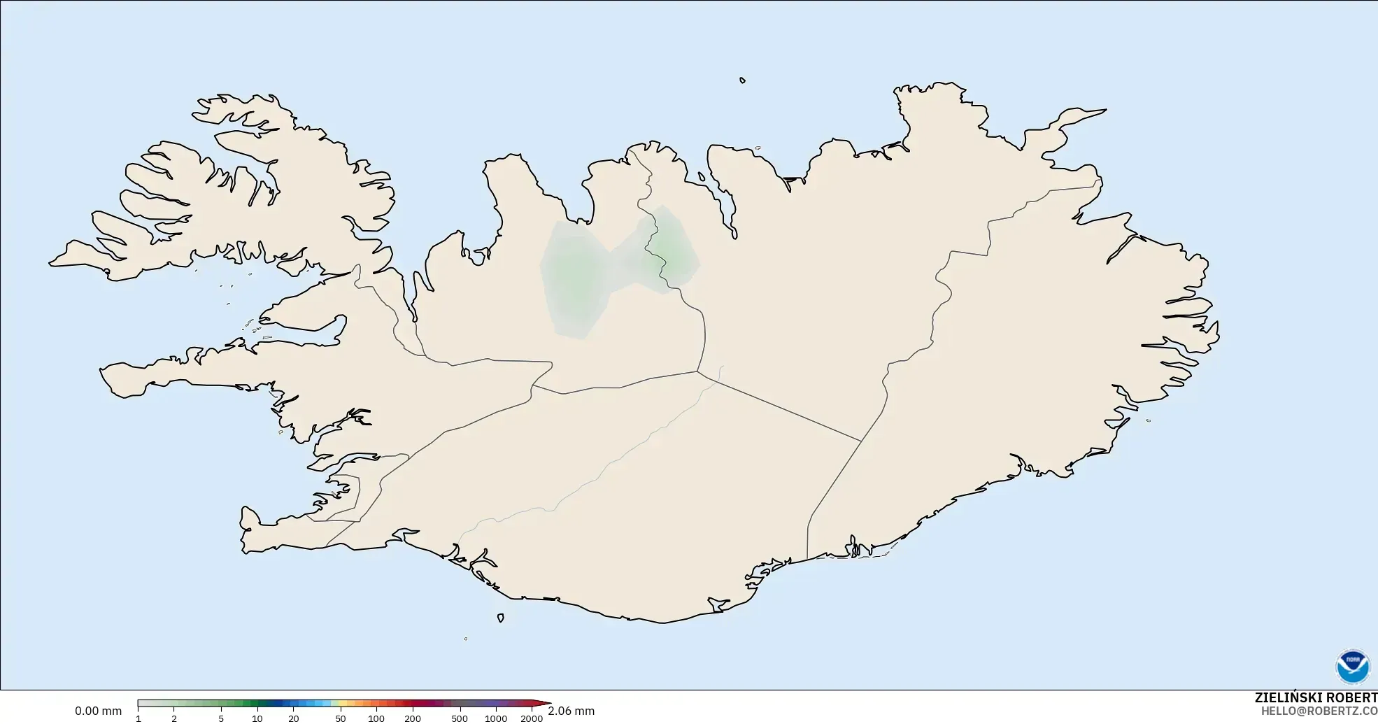 GFS model - Iceland, Precipitation Accumulation