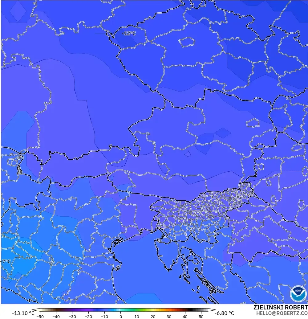 GFS model - Austria, Temperature at 500hPa