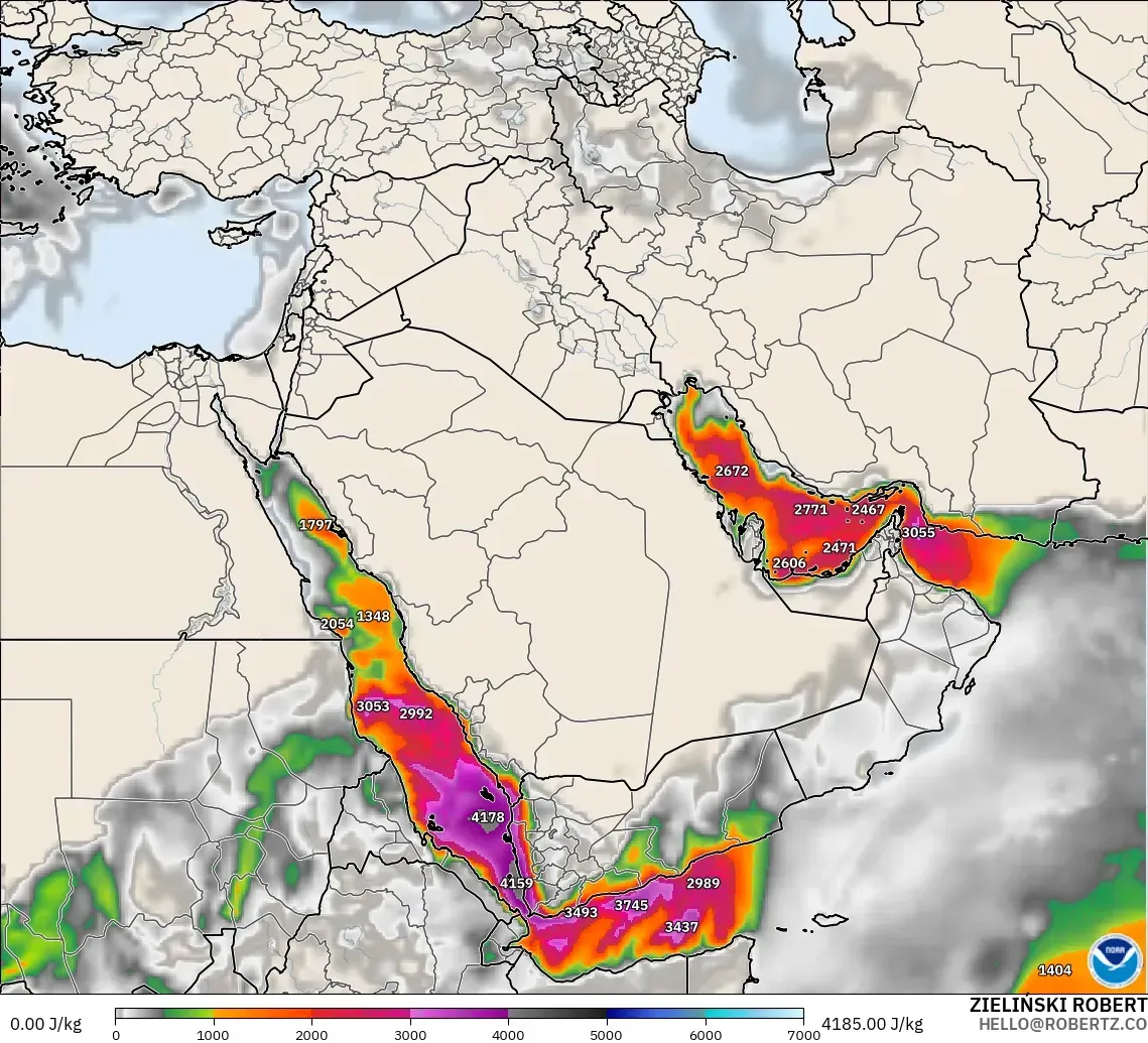 GFS model - Middle East, CAPE
