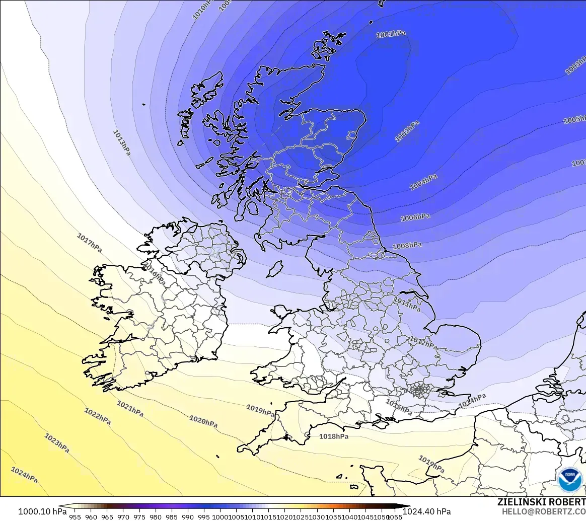 GFS model - United Kingdom, Pressure