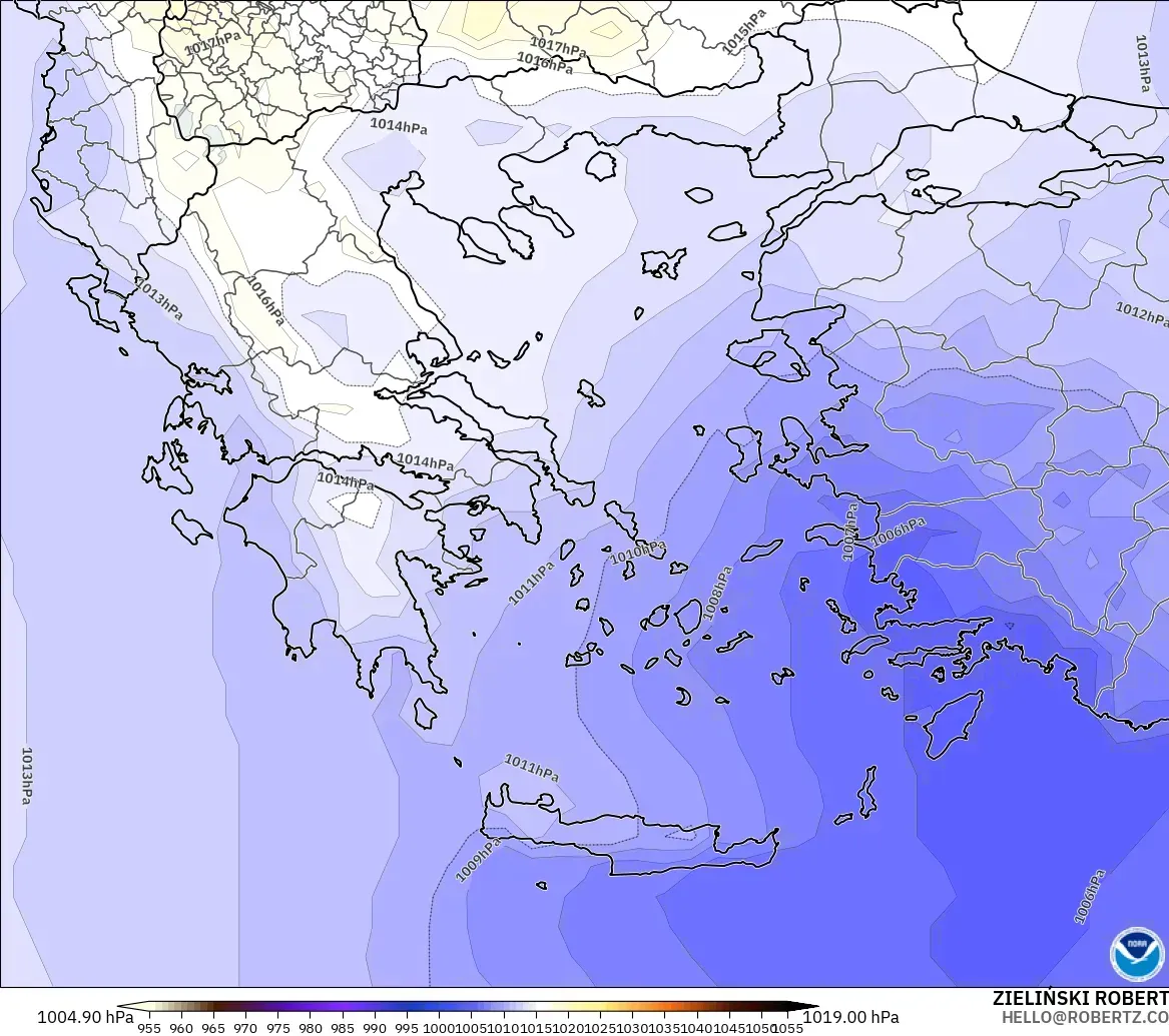 GFS model - Greece, Pressure