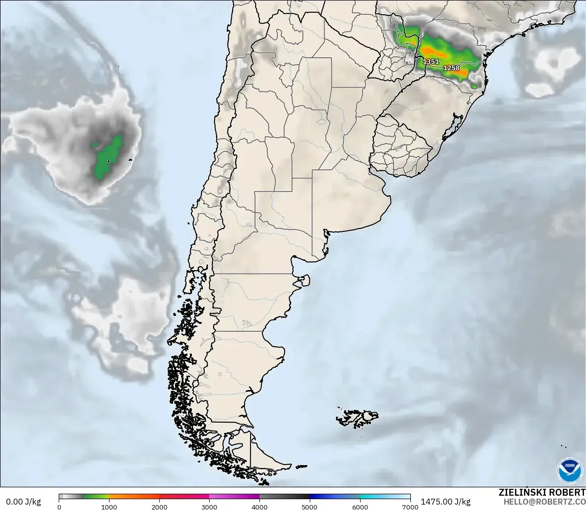 GFS model - Argentina, CAPE