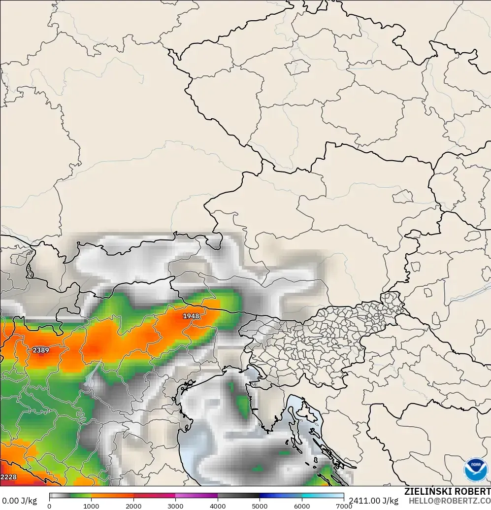 GFS model - Austria, CAPE