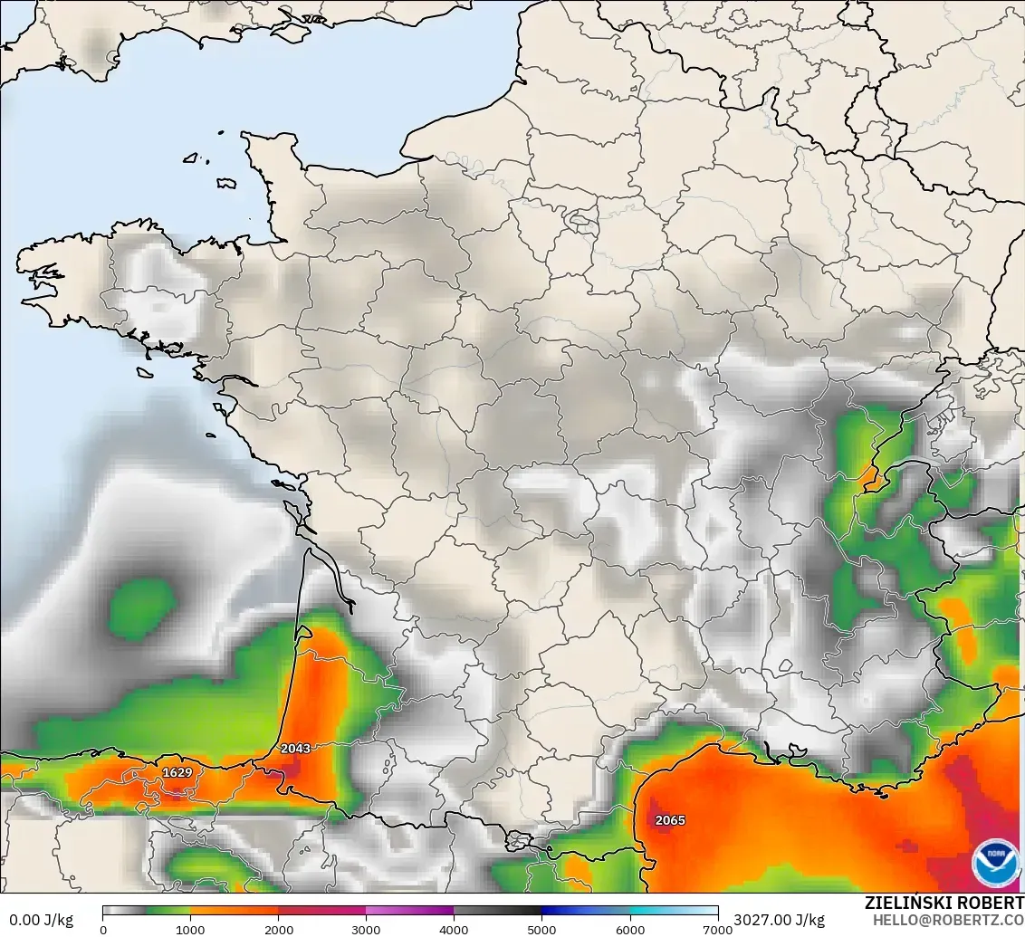 GFS model - France, CAPE