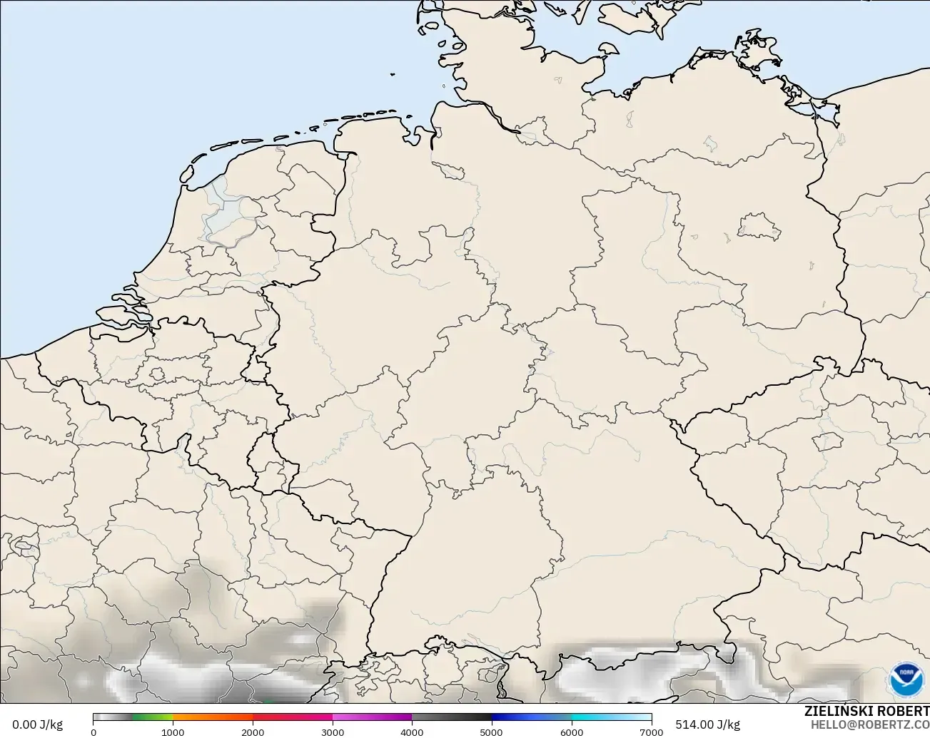 GFS model - Germany, CAPE