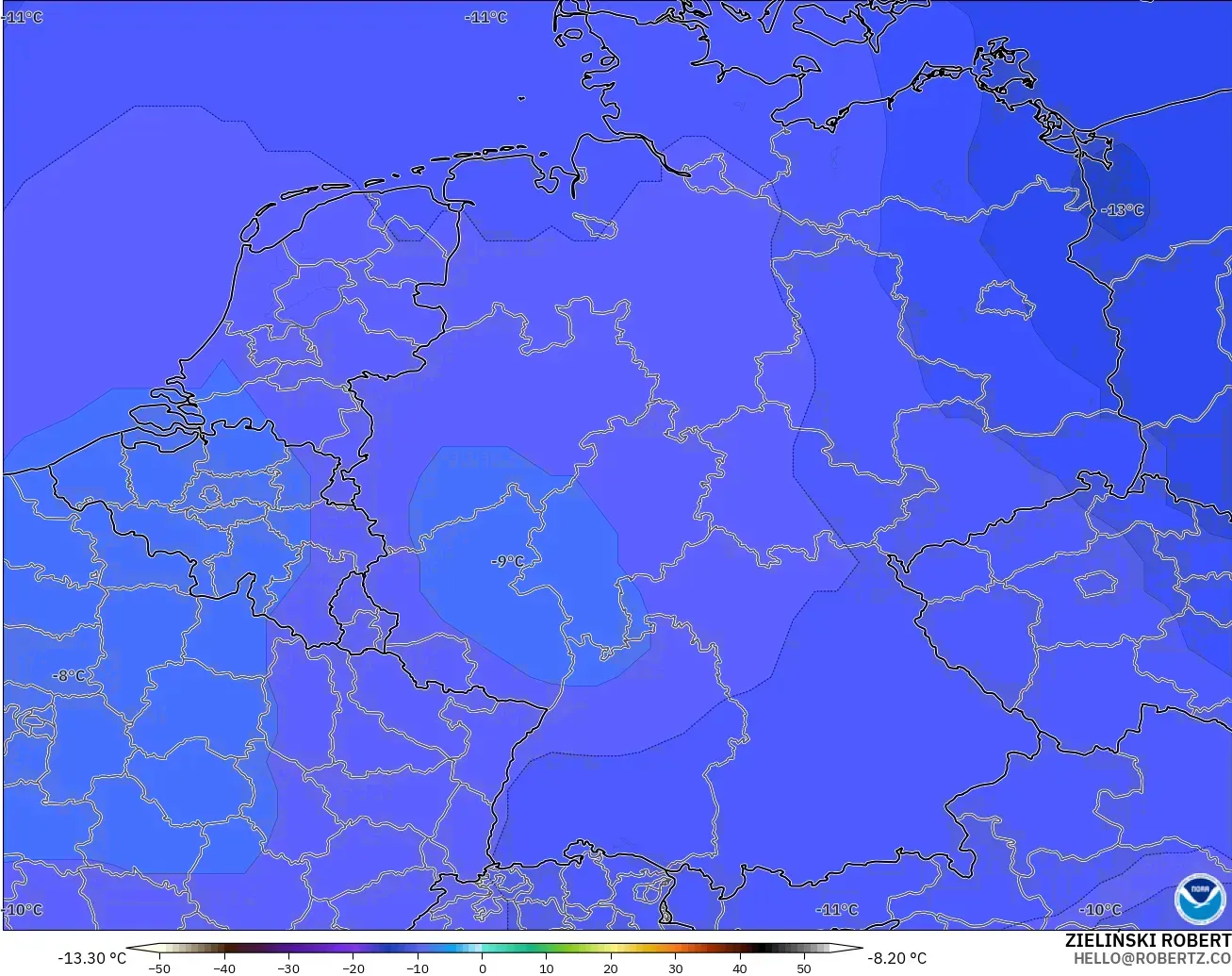 GFS model - Germany, Temperature at 500hPa