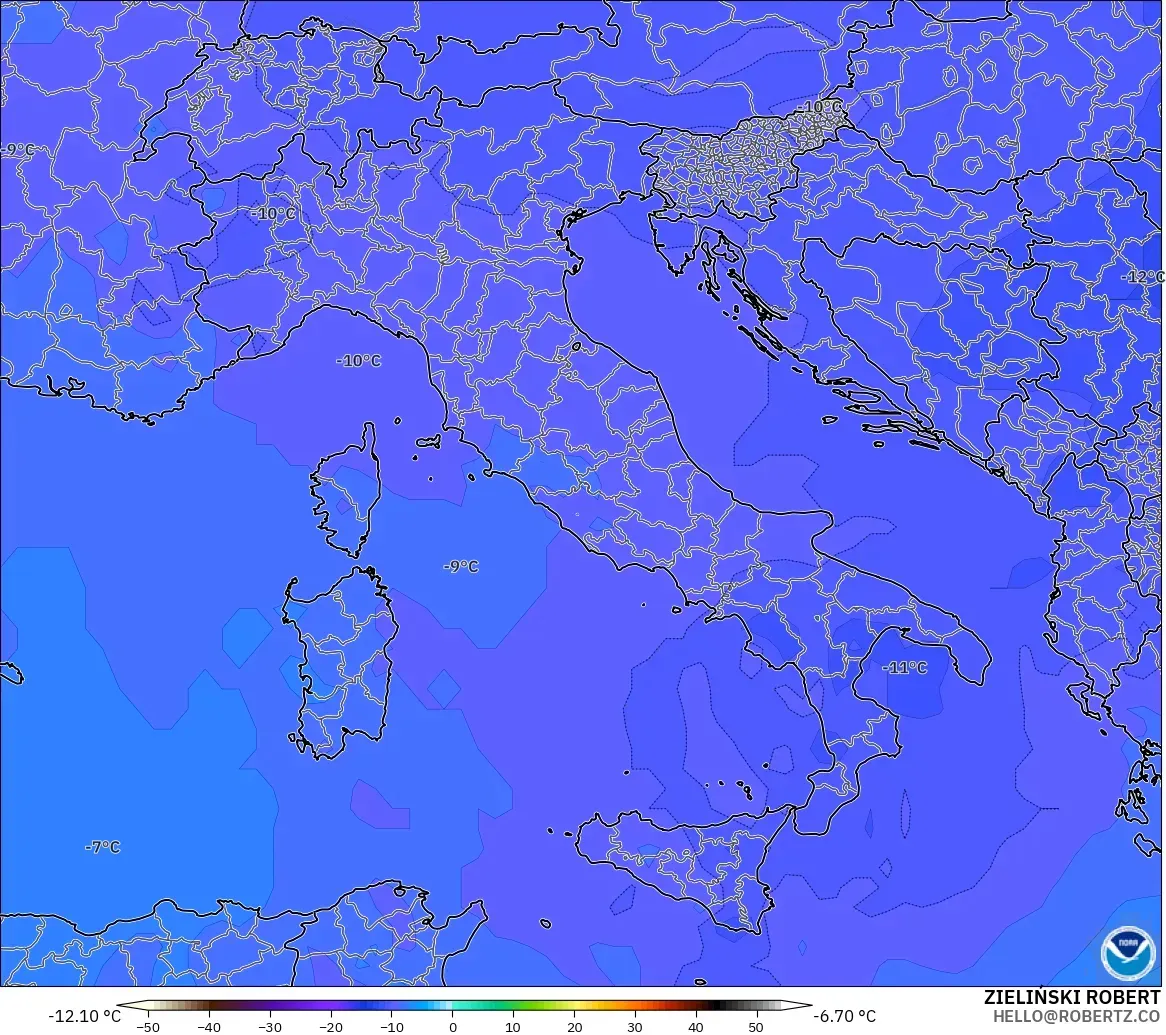 GFS model - Italy, Temperature at 500hPa