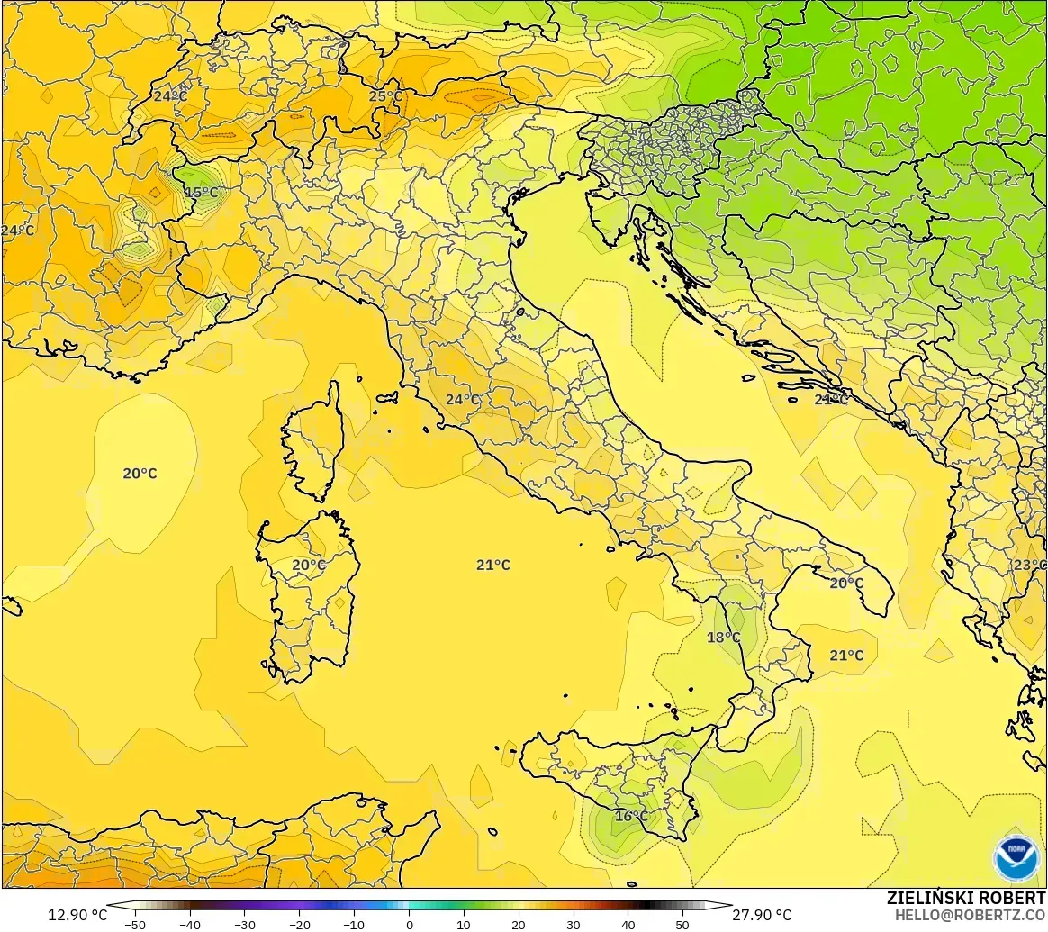 GFS model - Italy, Temperature at 850hPa