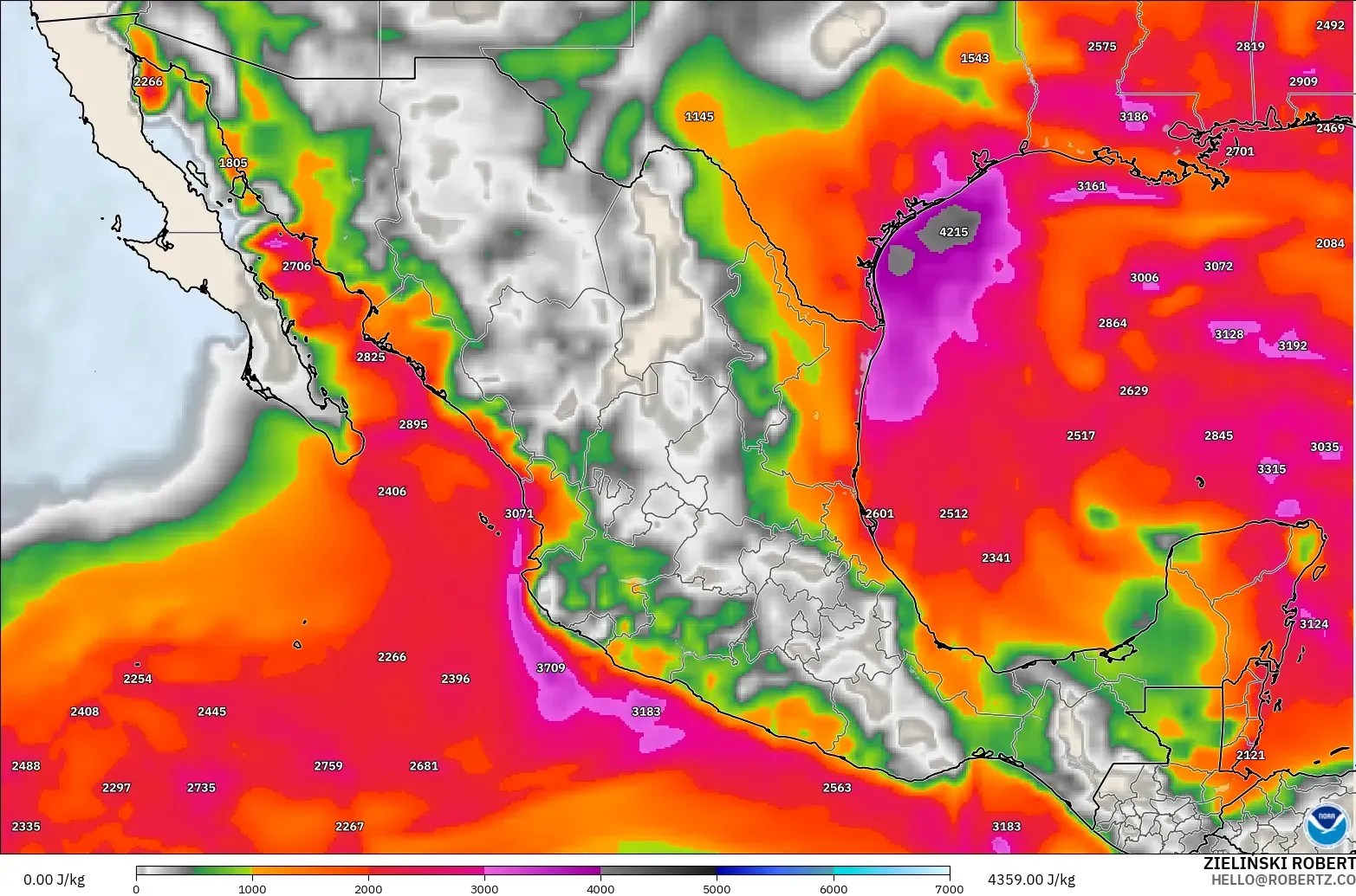 GFS model - Mexico, CAPE