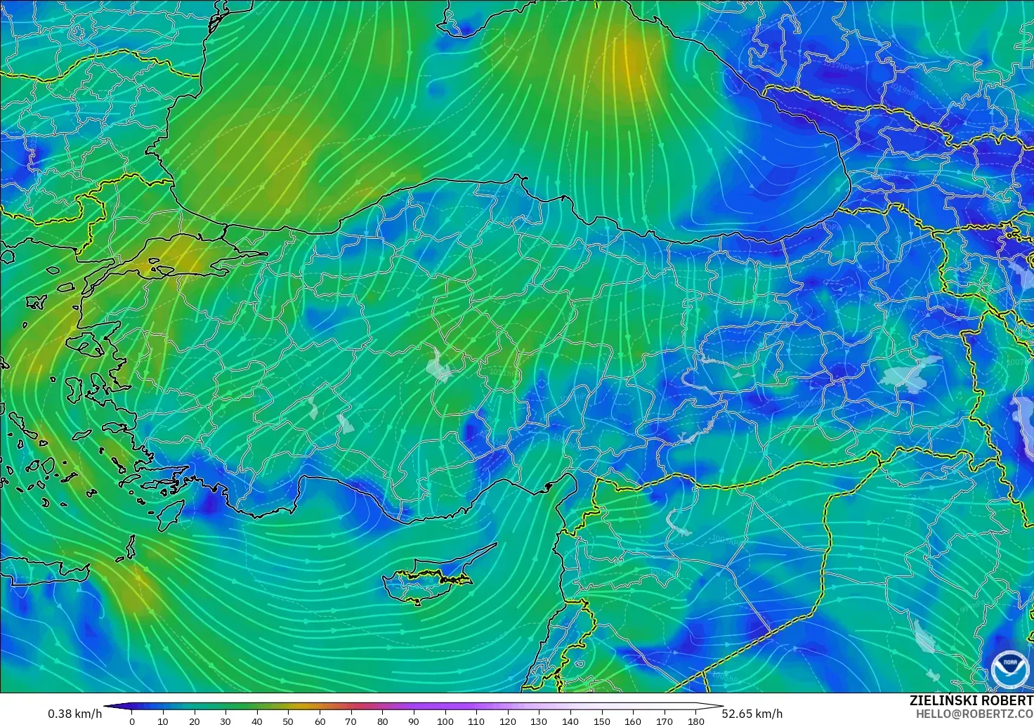 GFS model - Turkey, Wind at 10m