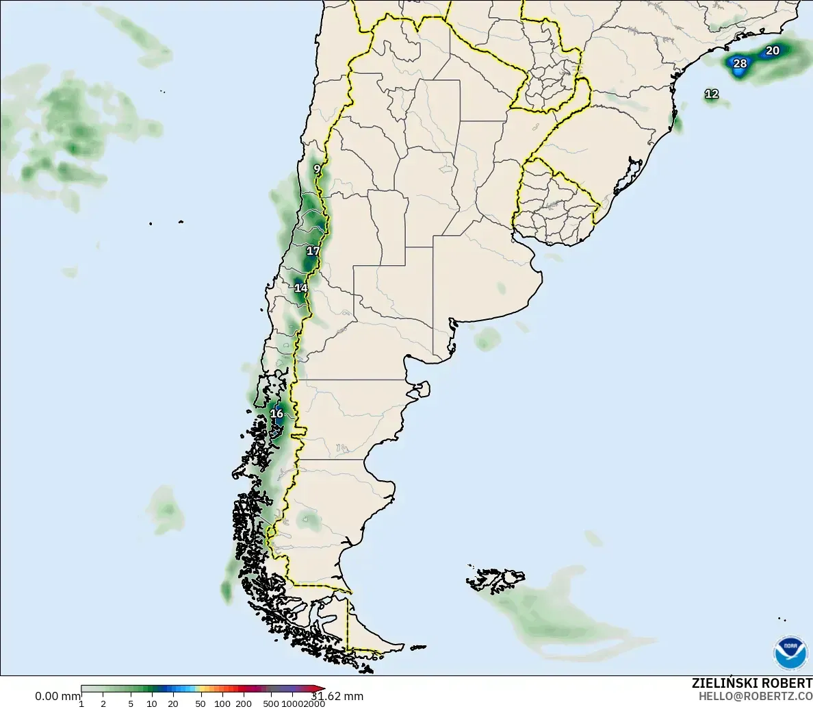 GFS model - Argentina, Precipitation Accumulation
