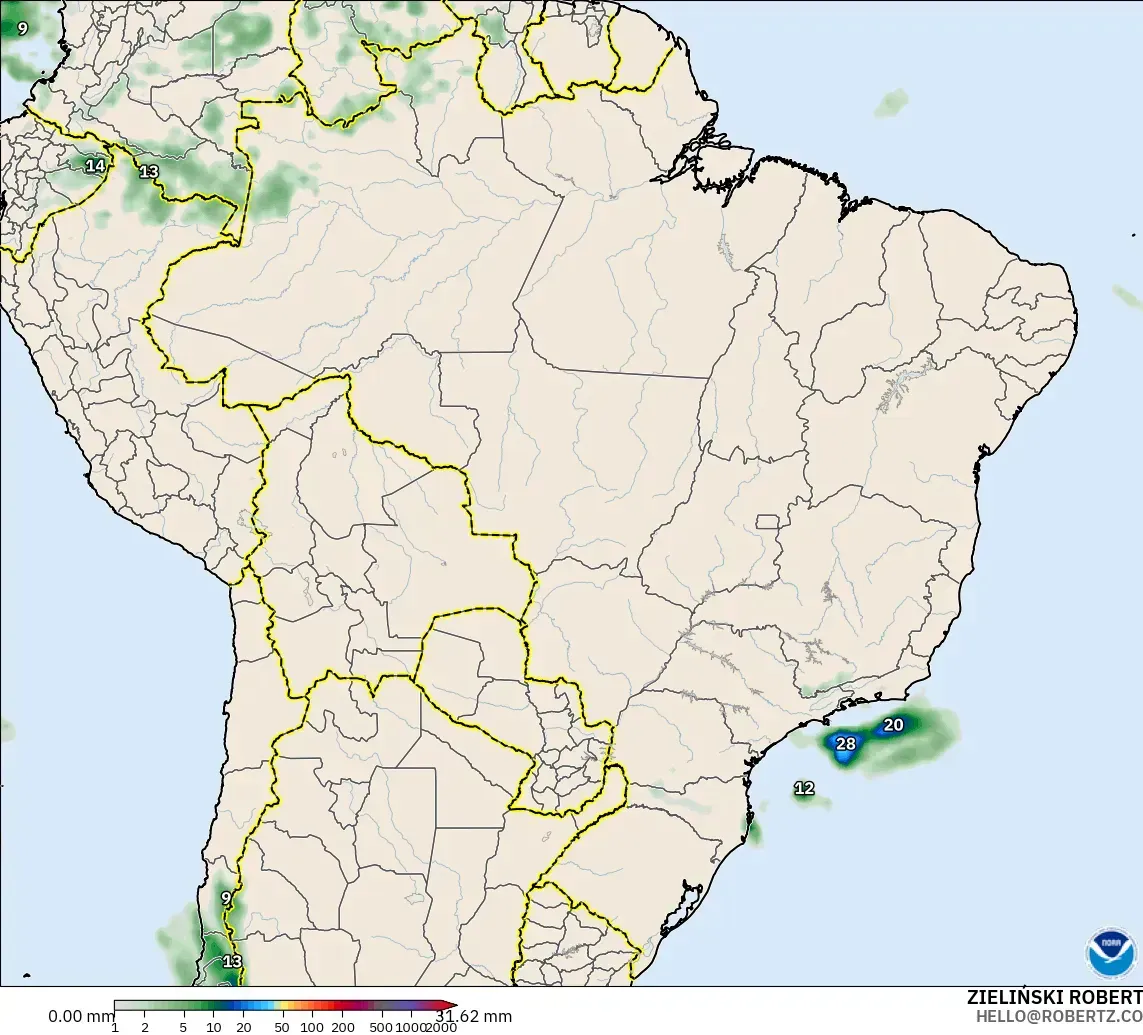 GFS model - Brazil, Precipitation Accumulation