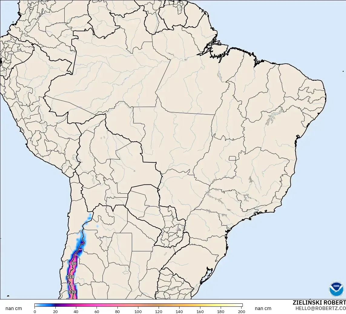 GFS model - Brazil, Snow Depth