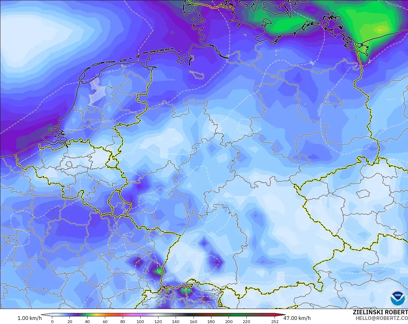GFS model - Germany, Wind Gusts Peak