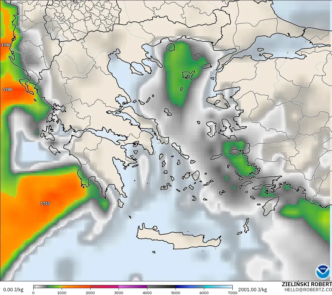 GFS model - Greece, CAPE