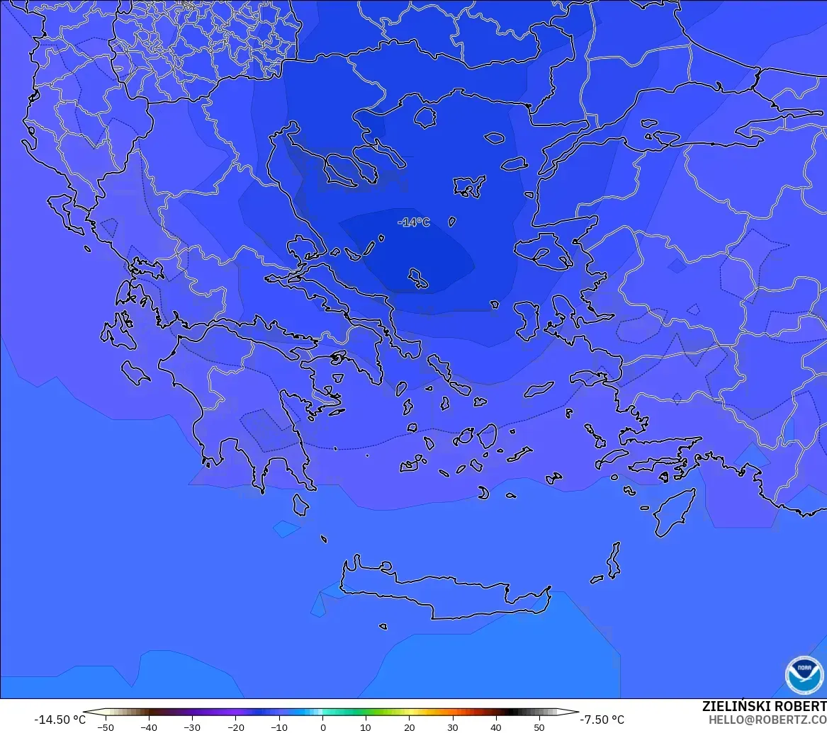 GFS model - Greece, Temperature at 500hPa