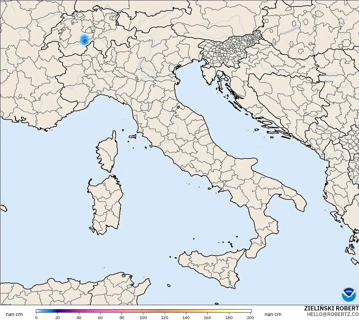GFS model - Italy, Snow Depth