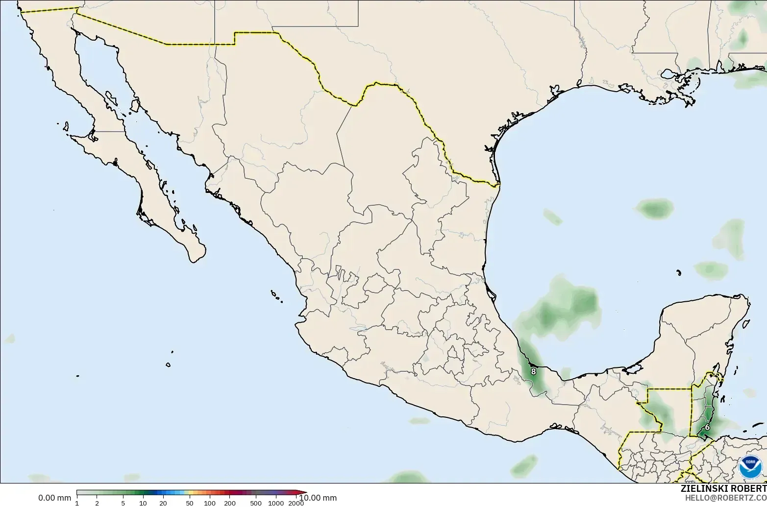 GFS model - Mexico, Precipitation Accumulation