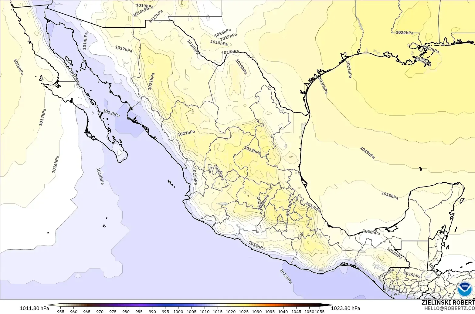 GFS model - Mexico, Pressure