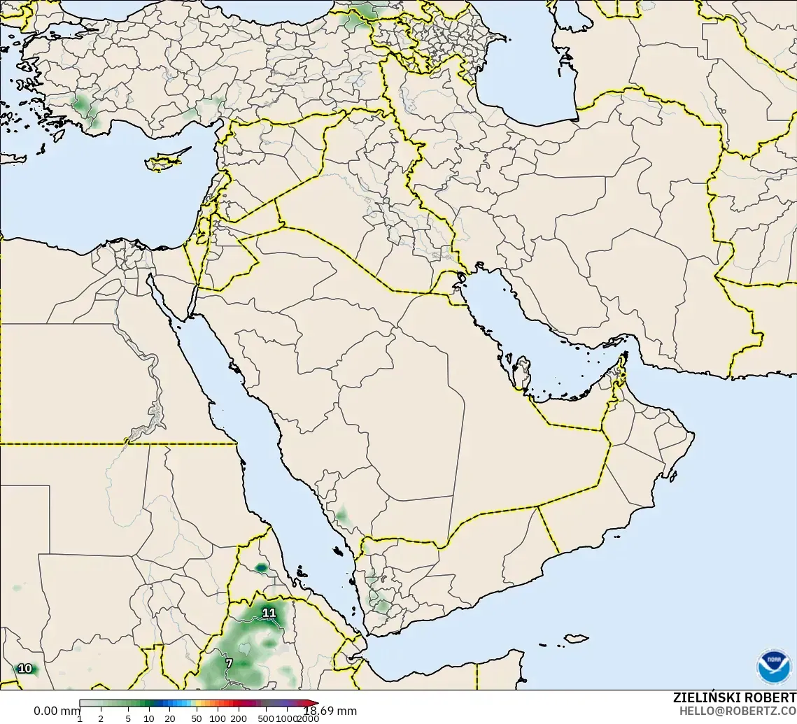 GFS model - Middle East, Precipitation Accumulation