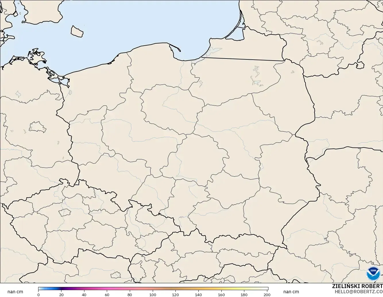 GFS model - Poland, Snow Depth