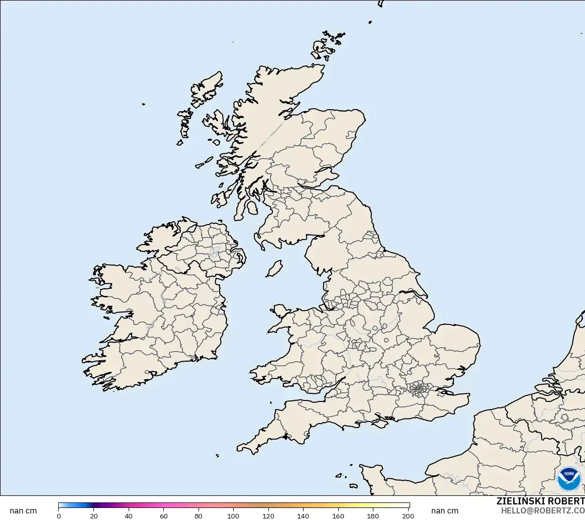 GFS model - United Kingdom, Snow Depth