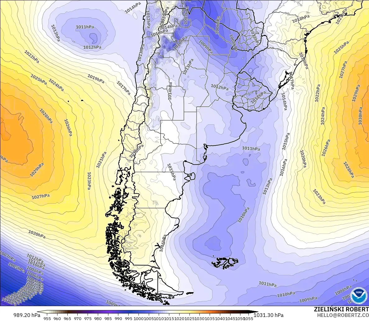 GFS model - Argentina, Pressure