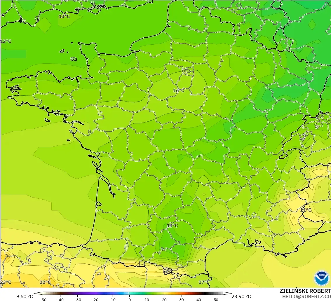 GFS model - France, Temperature at 850hPa