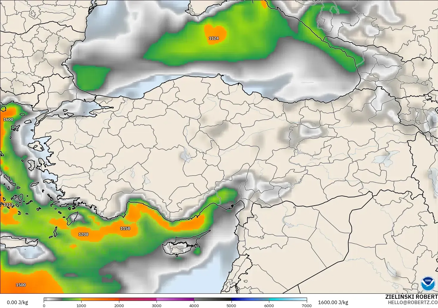 GFS model - Turkey, CAPE