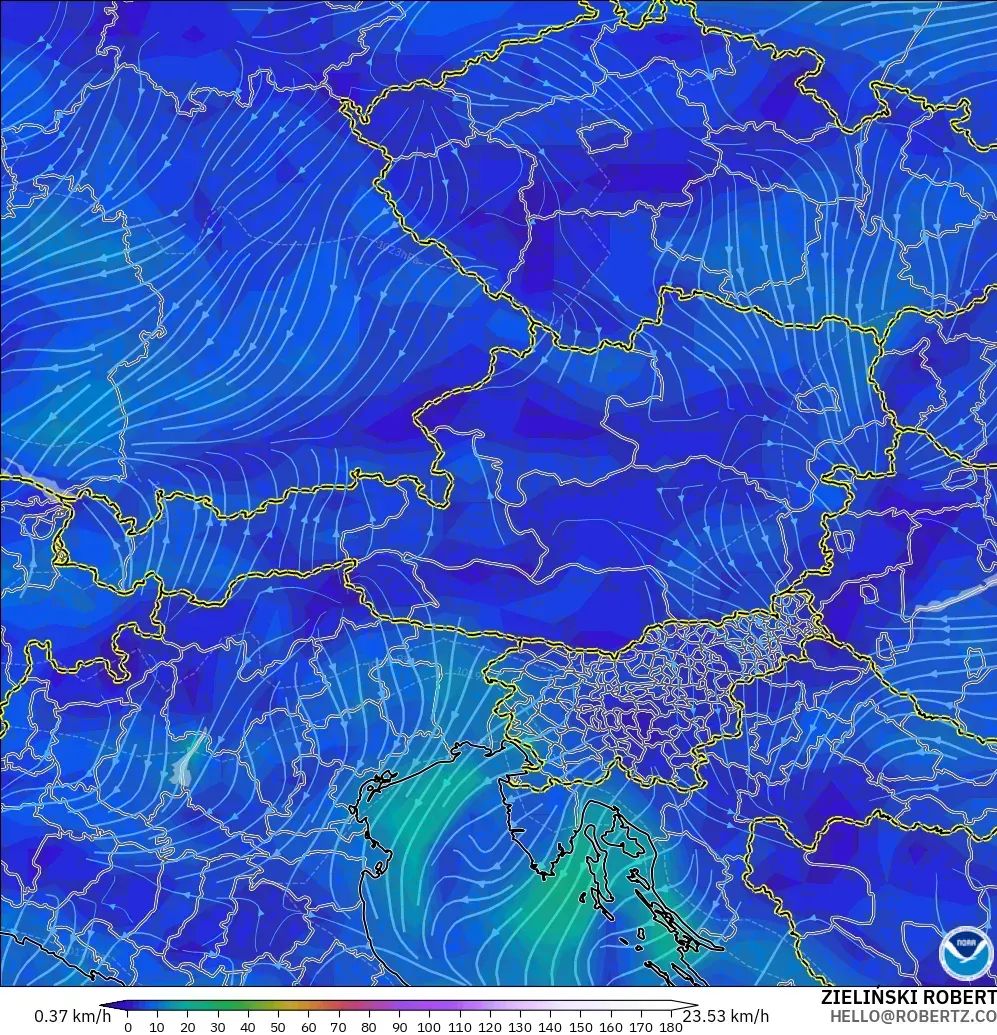 GFS model - Austria, Wind at 10m