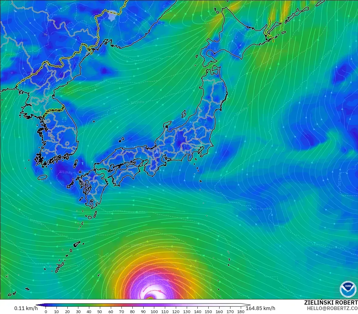 GFS model - Japan, Wind at 10m