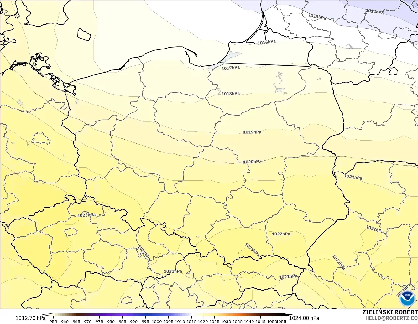 GFS model - Poland, Pressure