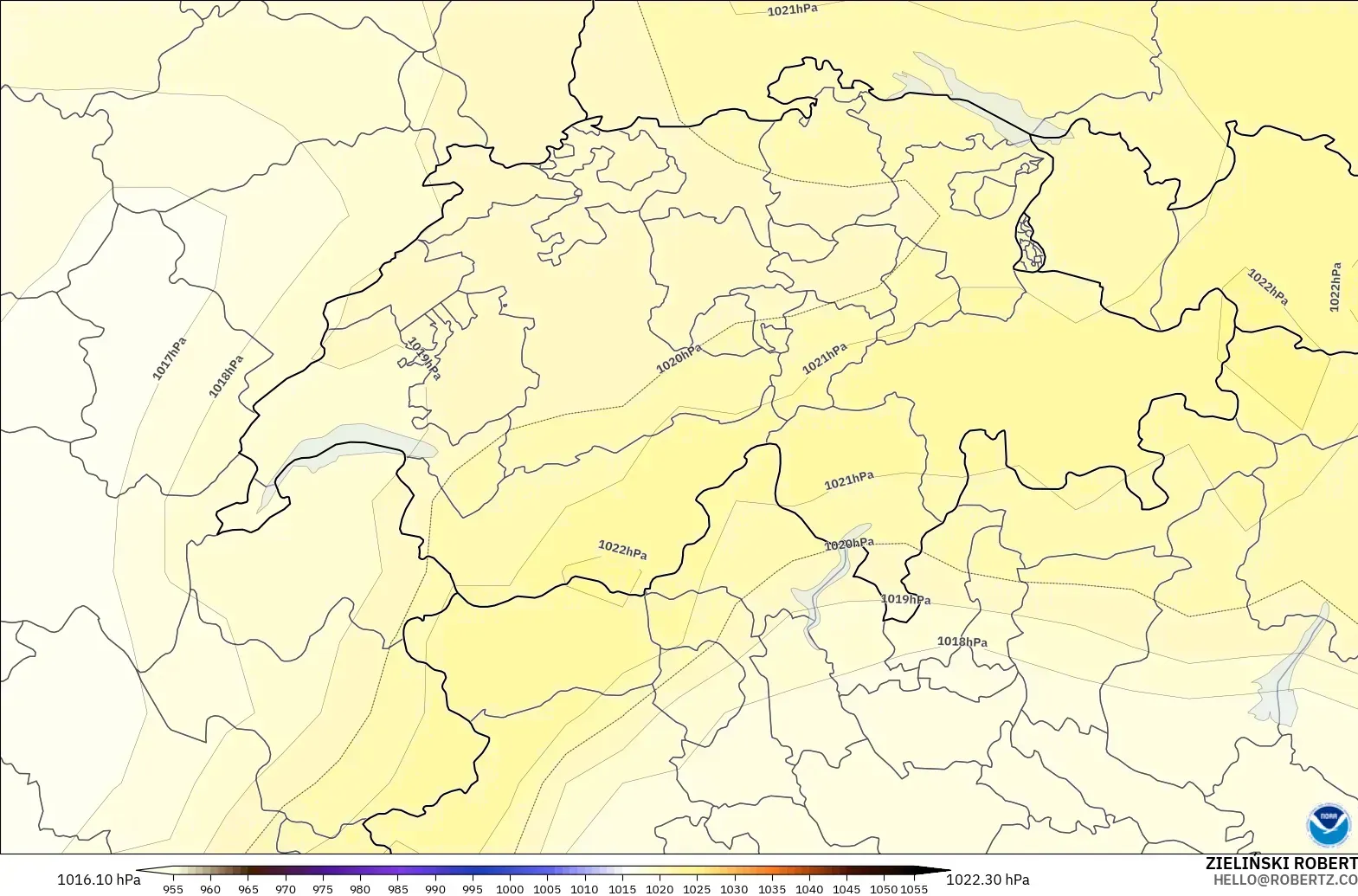 GFS model - Switzerland, Pressure