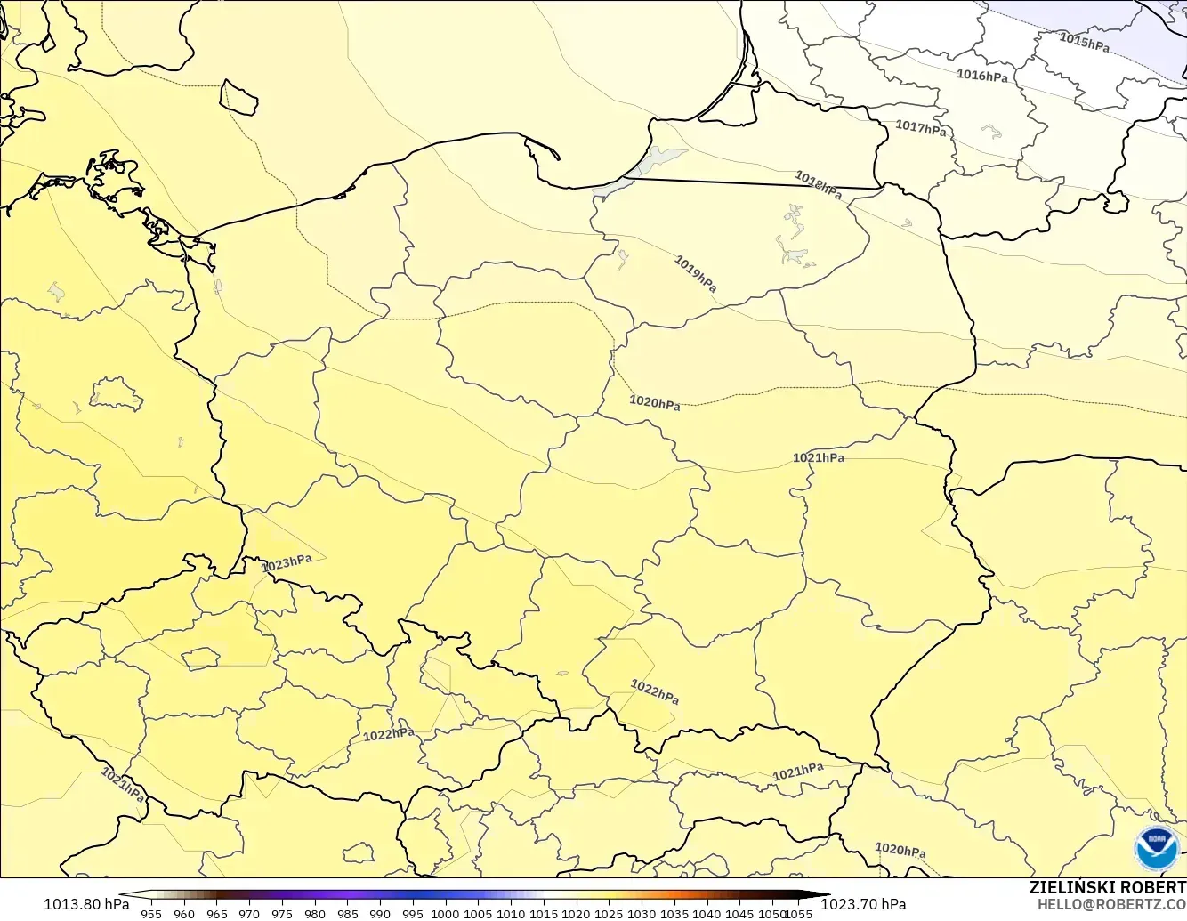 GFS model - Poland, Pressure