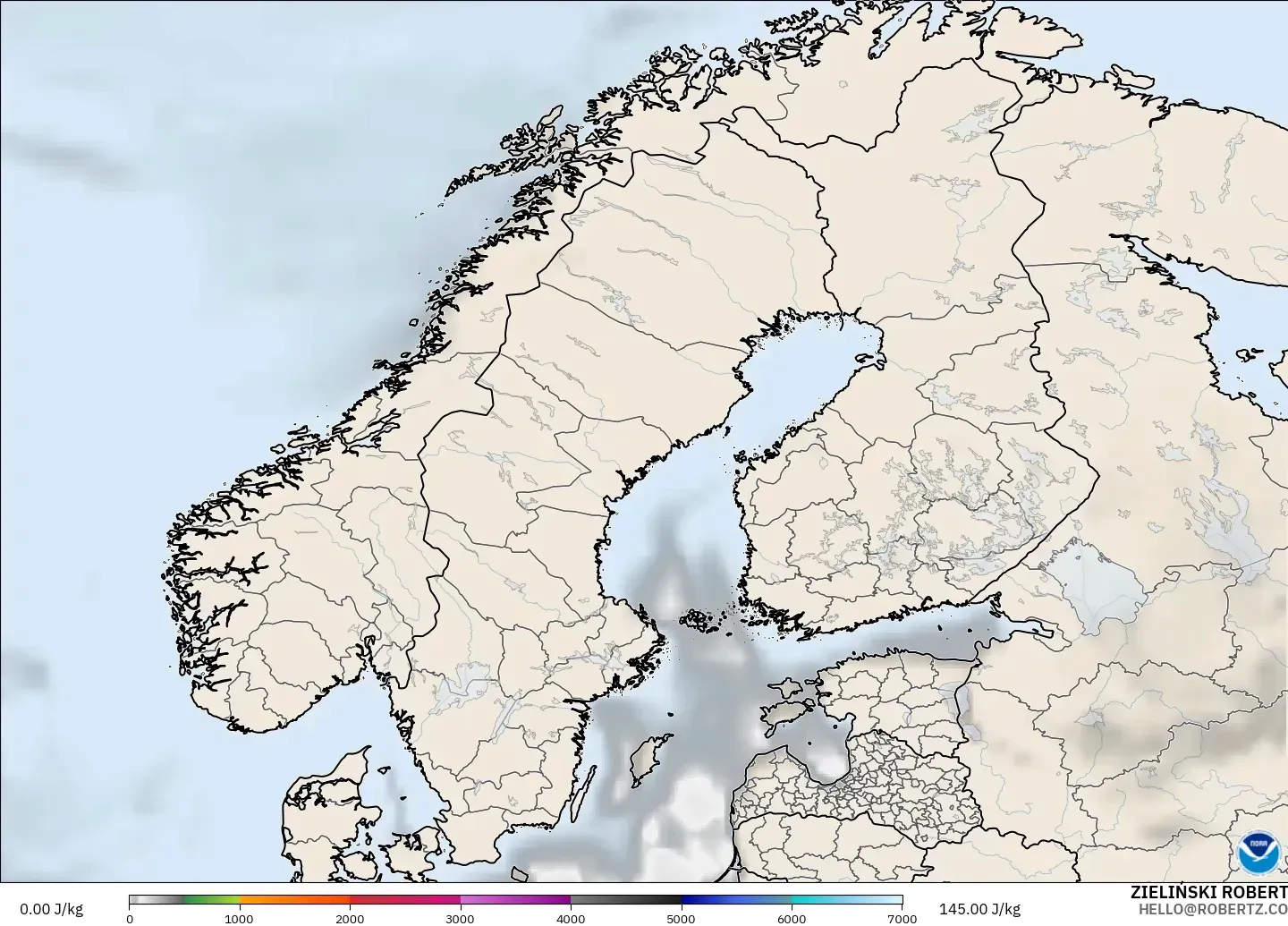 GFS model - Scandinavia, CAPE