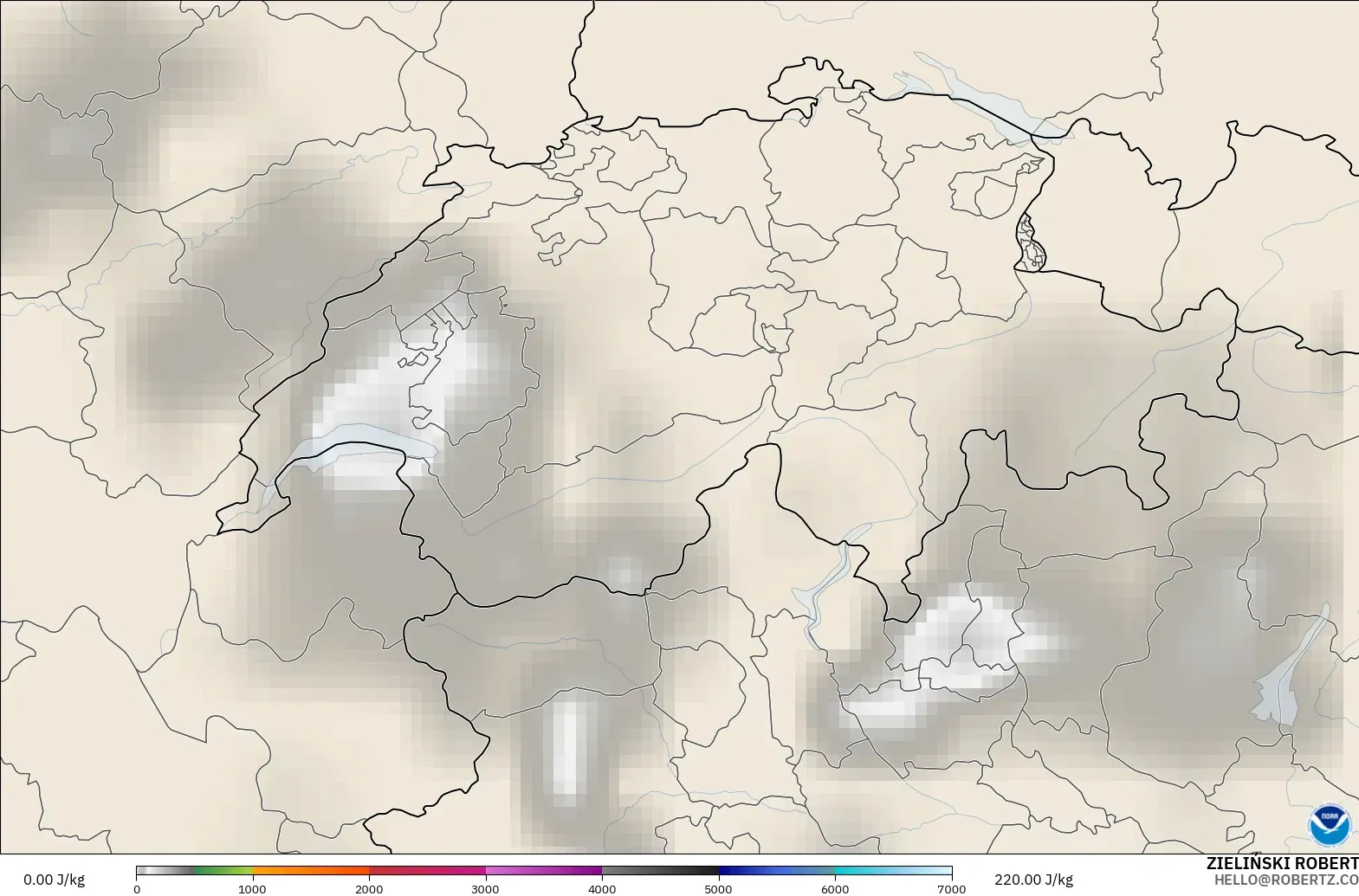 GFS model - Switzerland, CAPE