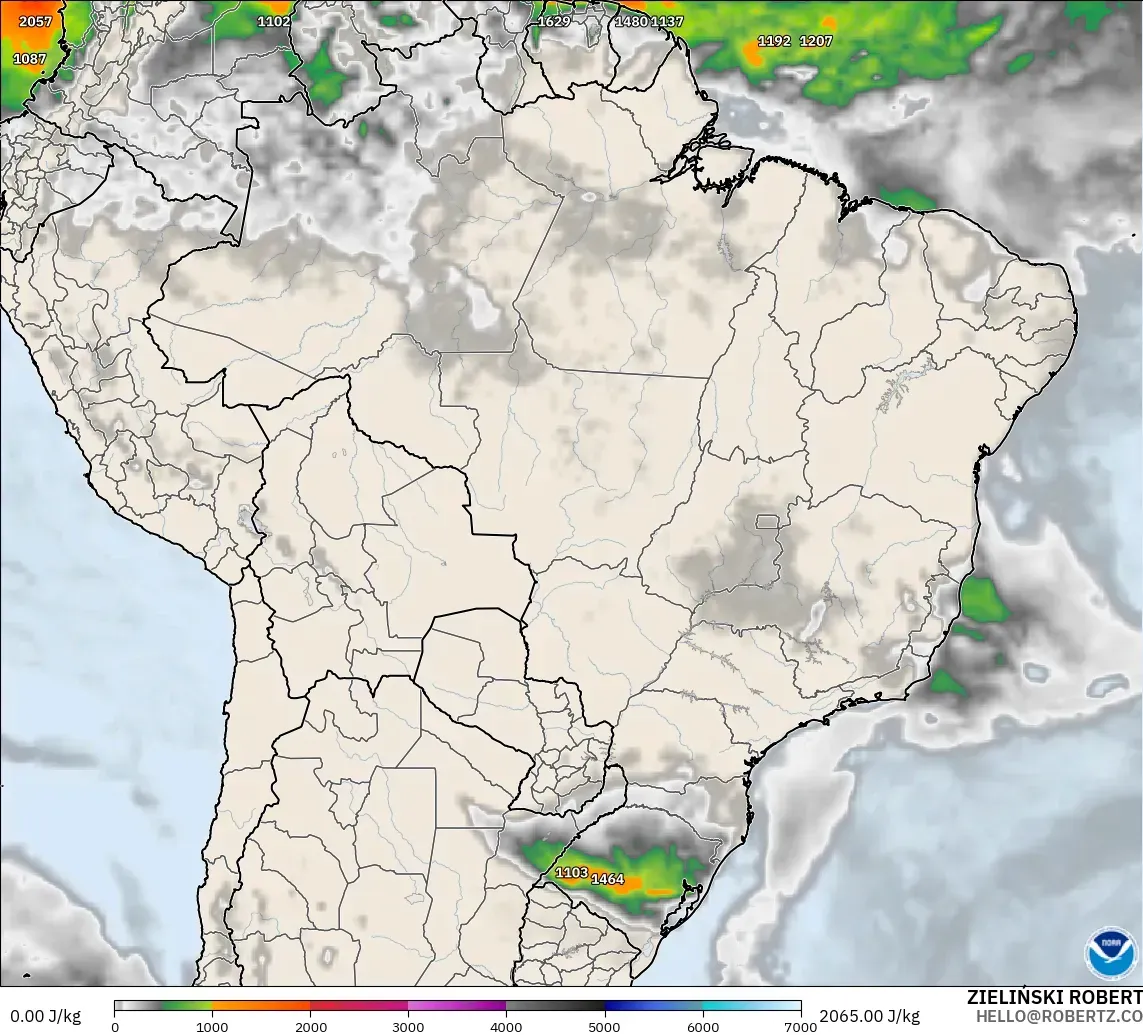 GFS model - Brazil, CAPE