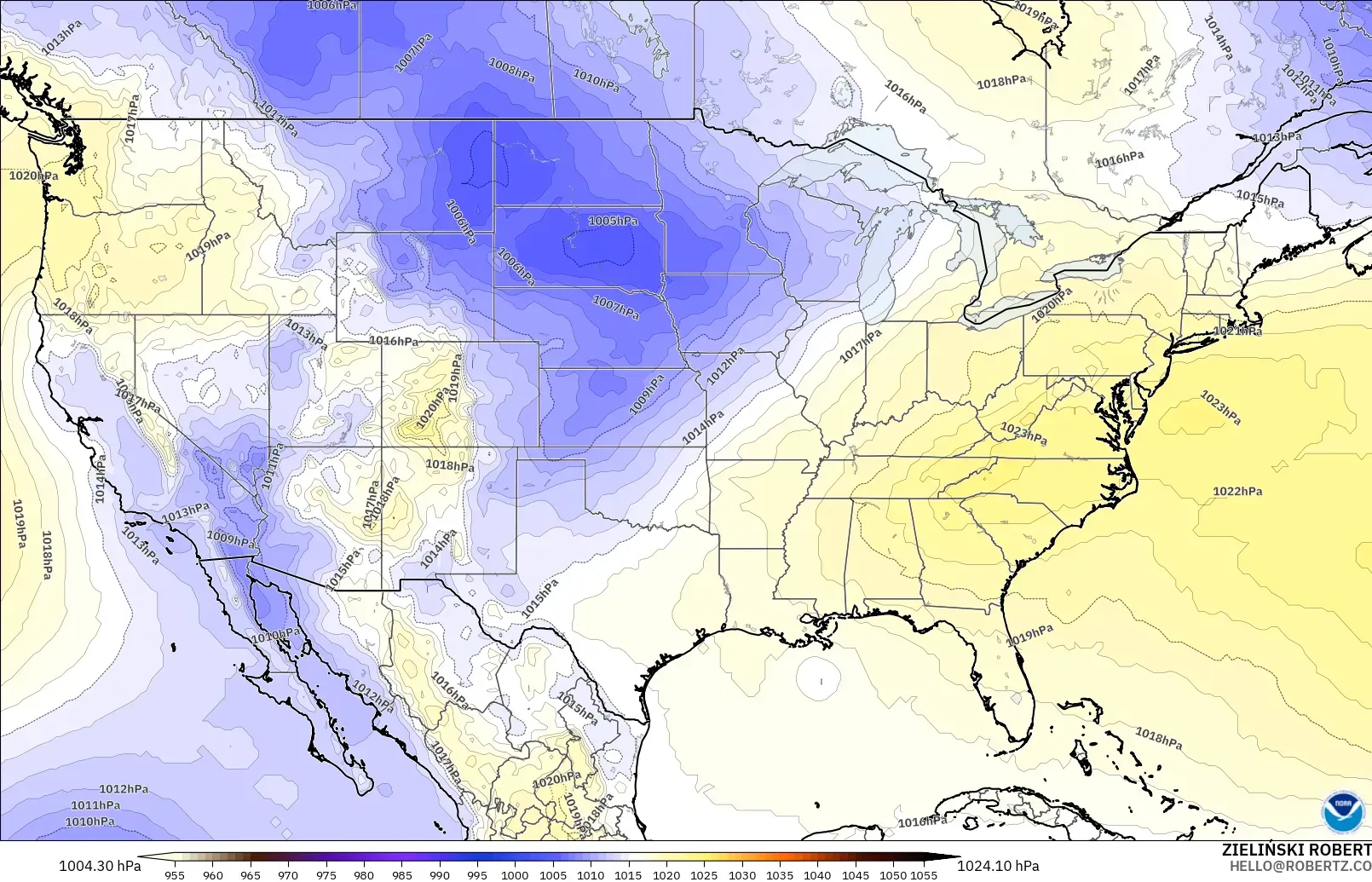 GFS model - United States, Pressure