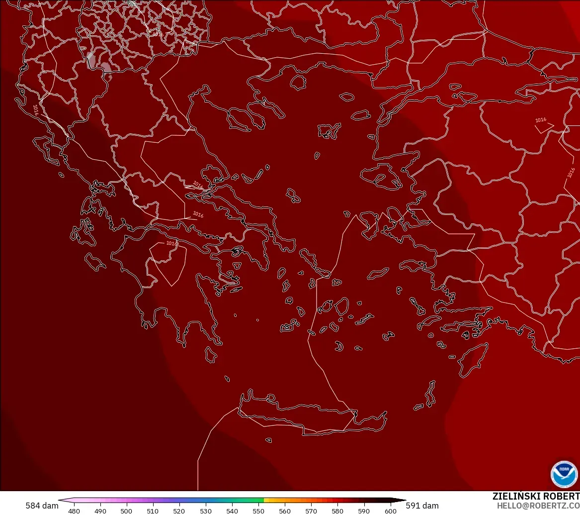 GFS model - Greece, Geopotential height at 500hPa