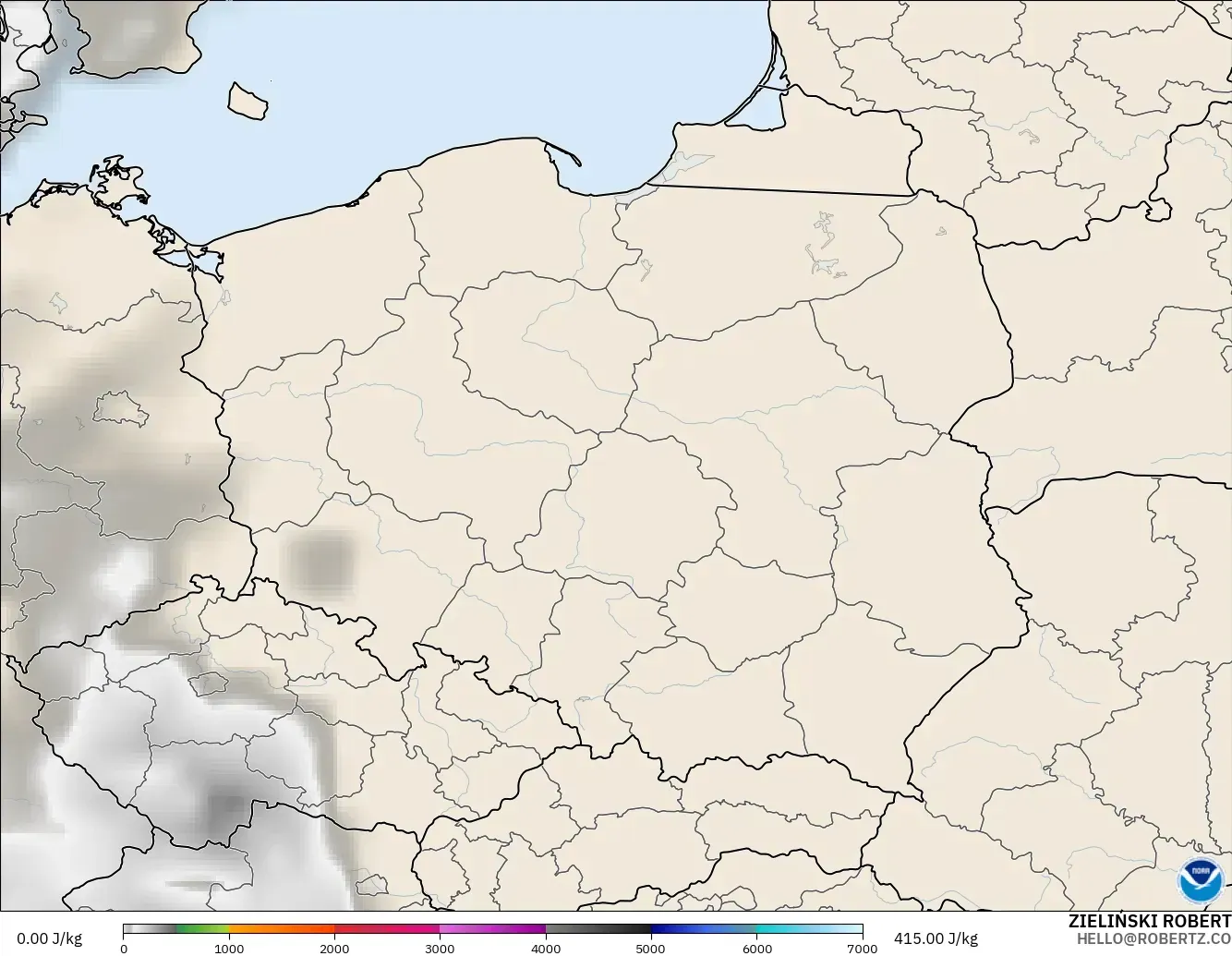 GFS model - Poland, CAPE