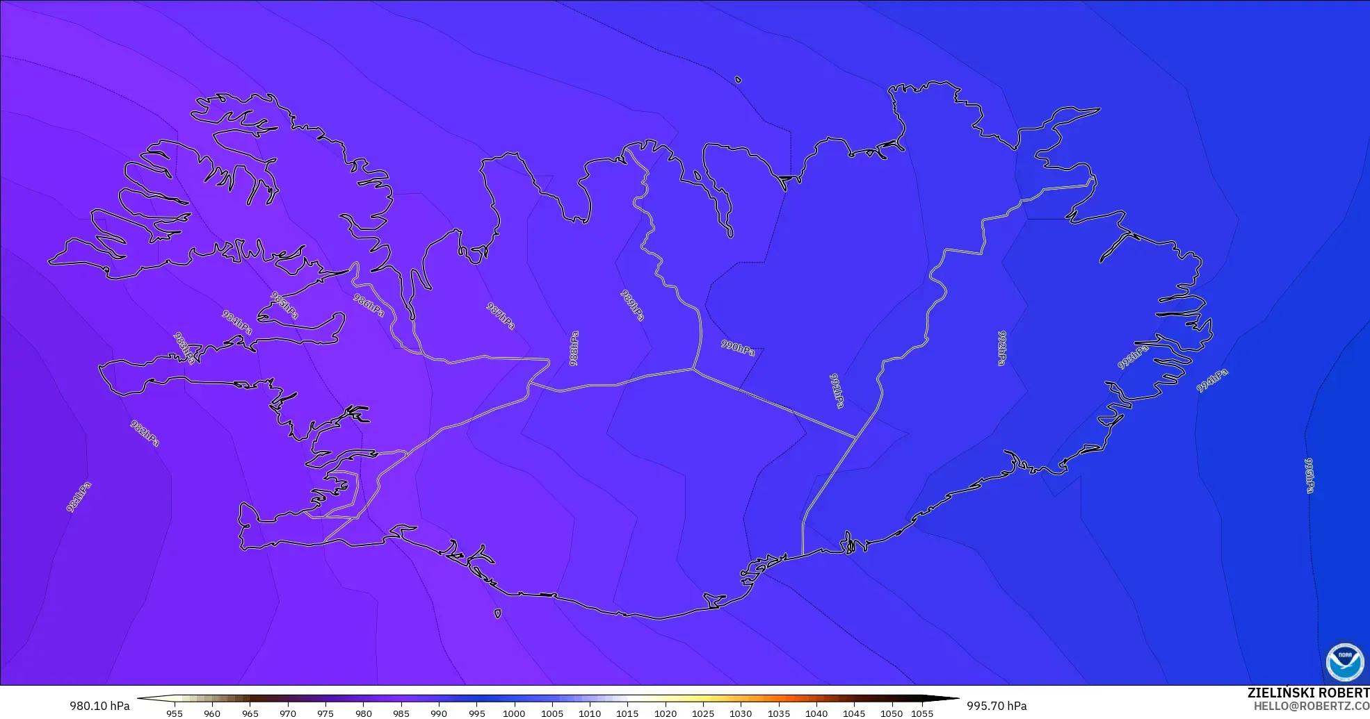 GFS model - Iceland, Pressure