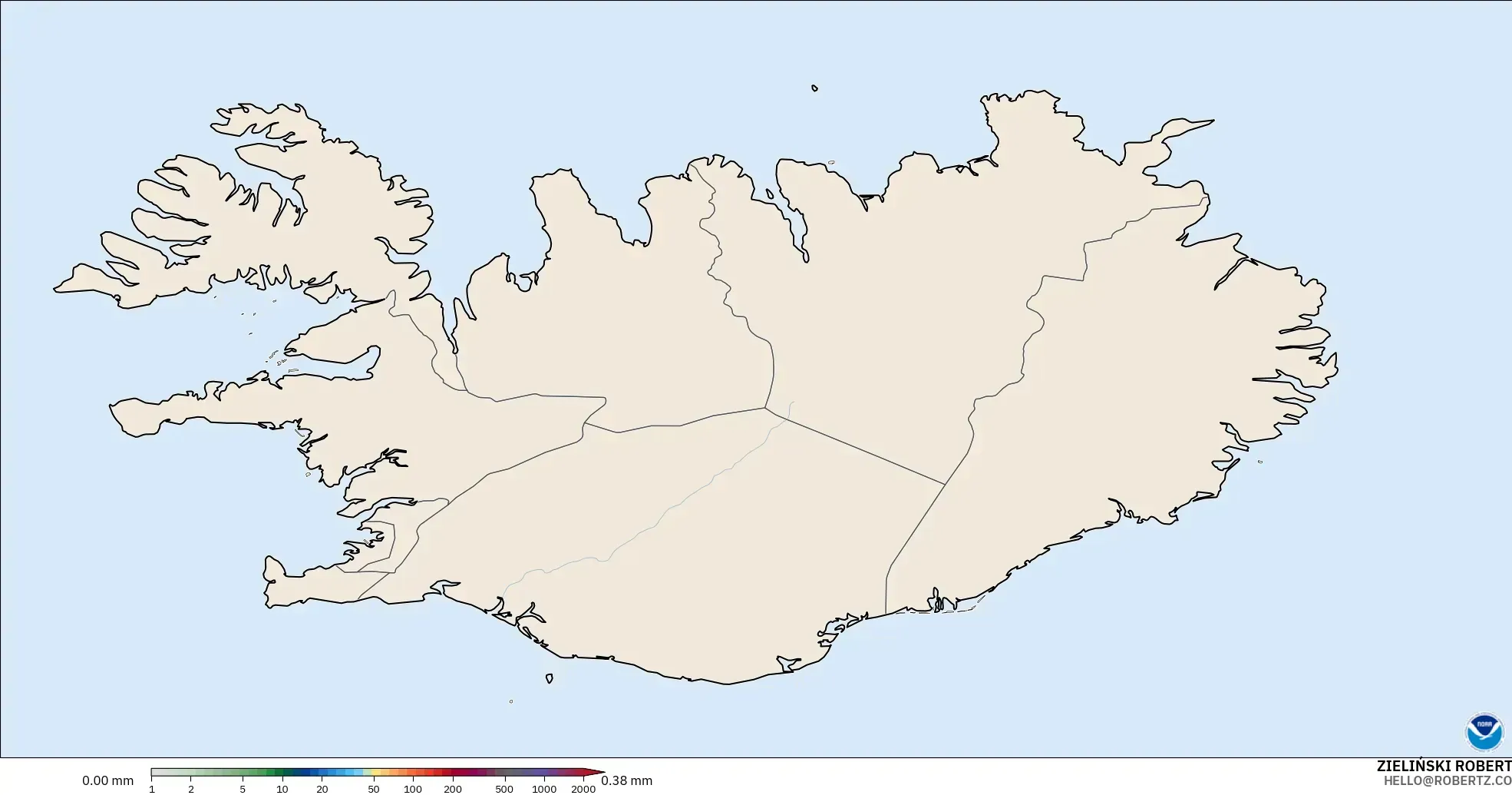 GFS model - Iceland, Precipitation Accumulation