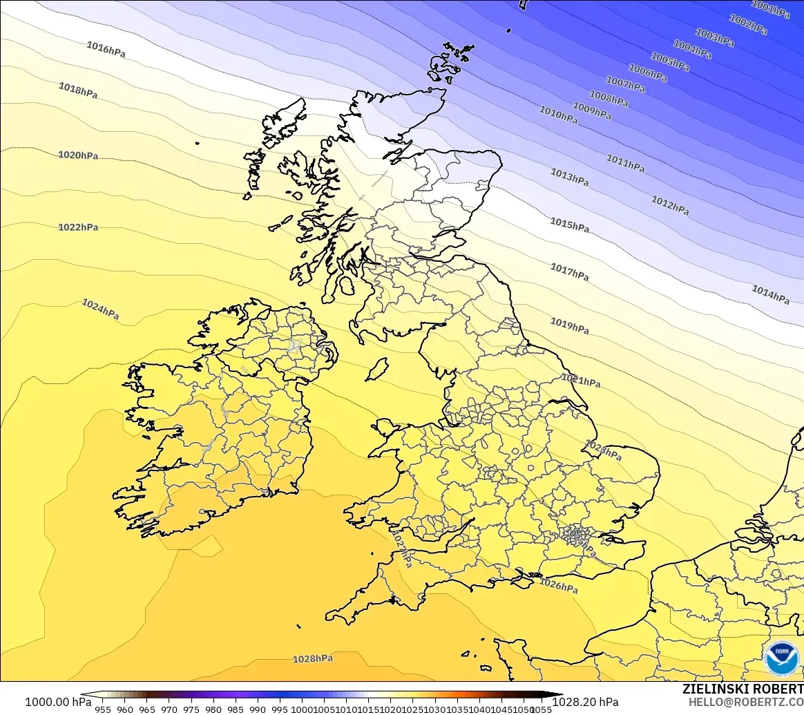 GFS model - United Kingdom, Pressure