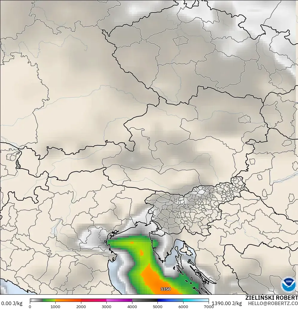 GFS model - Austria, CAPE