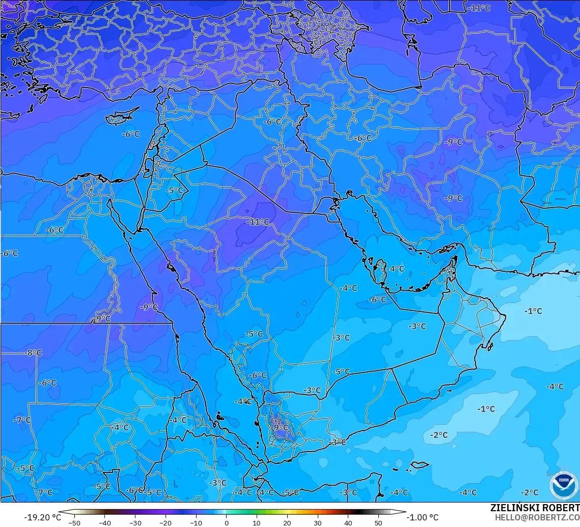GFS model - Middle East, Temperature at 500hPa