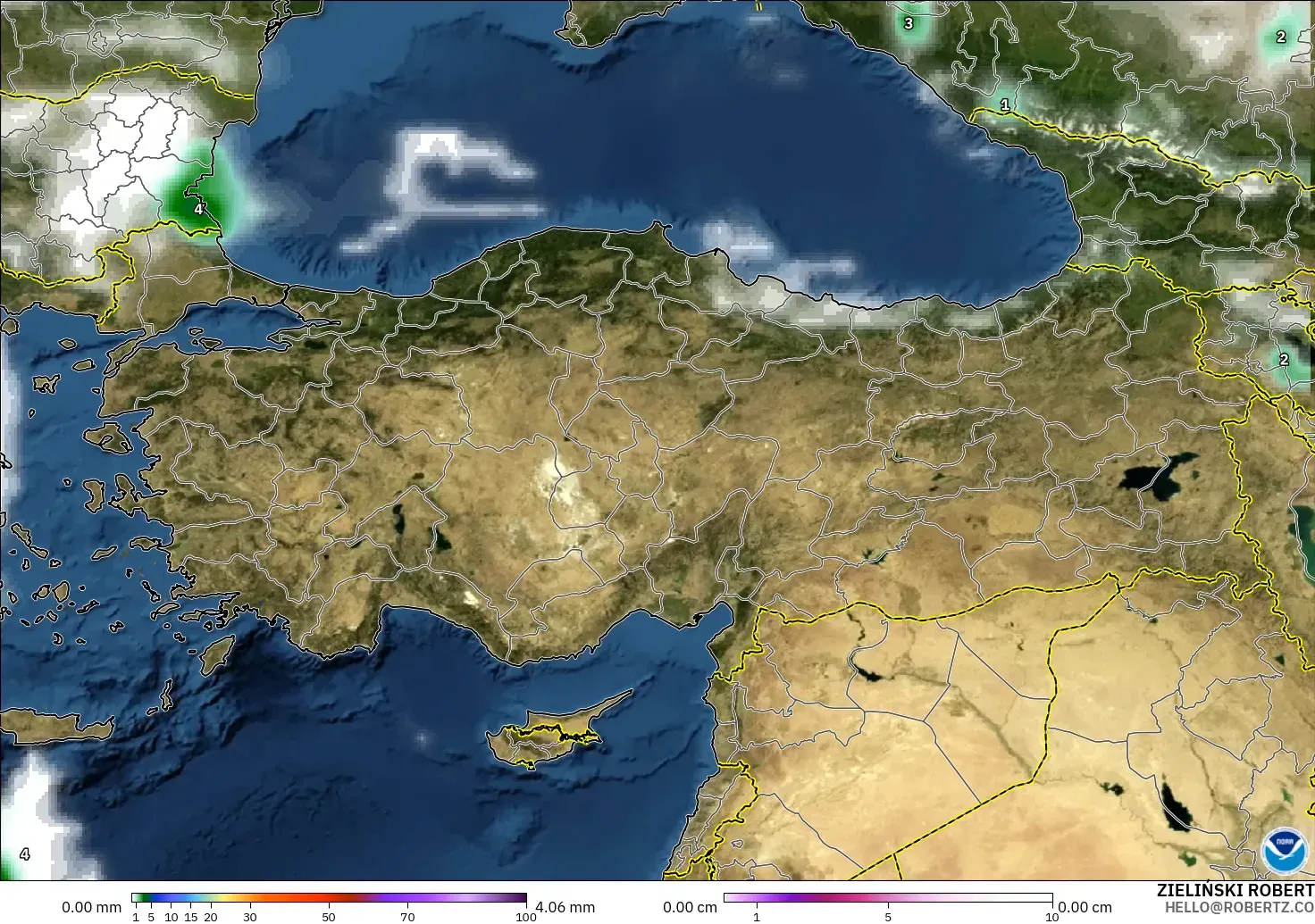 GFS model - Turkey, Precipitation, Clouds, and Pressure
