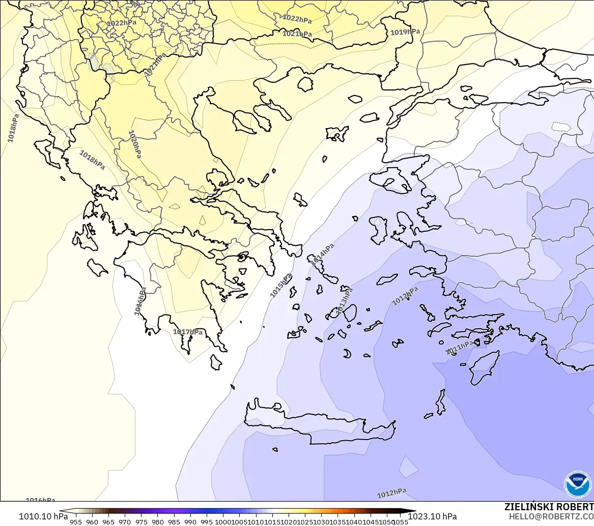 GFS model - Greece, Pressure