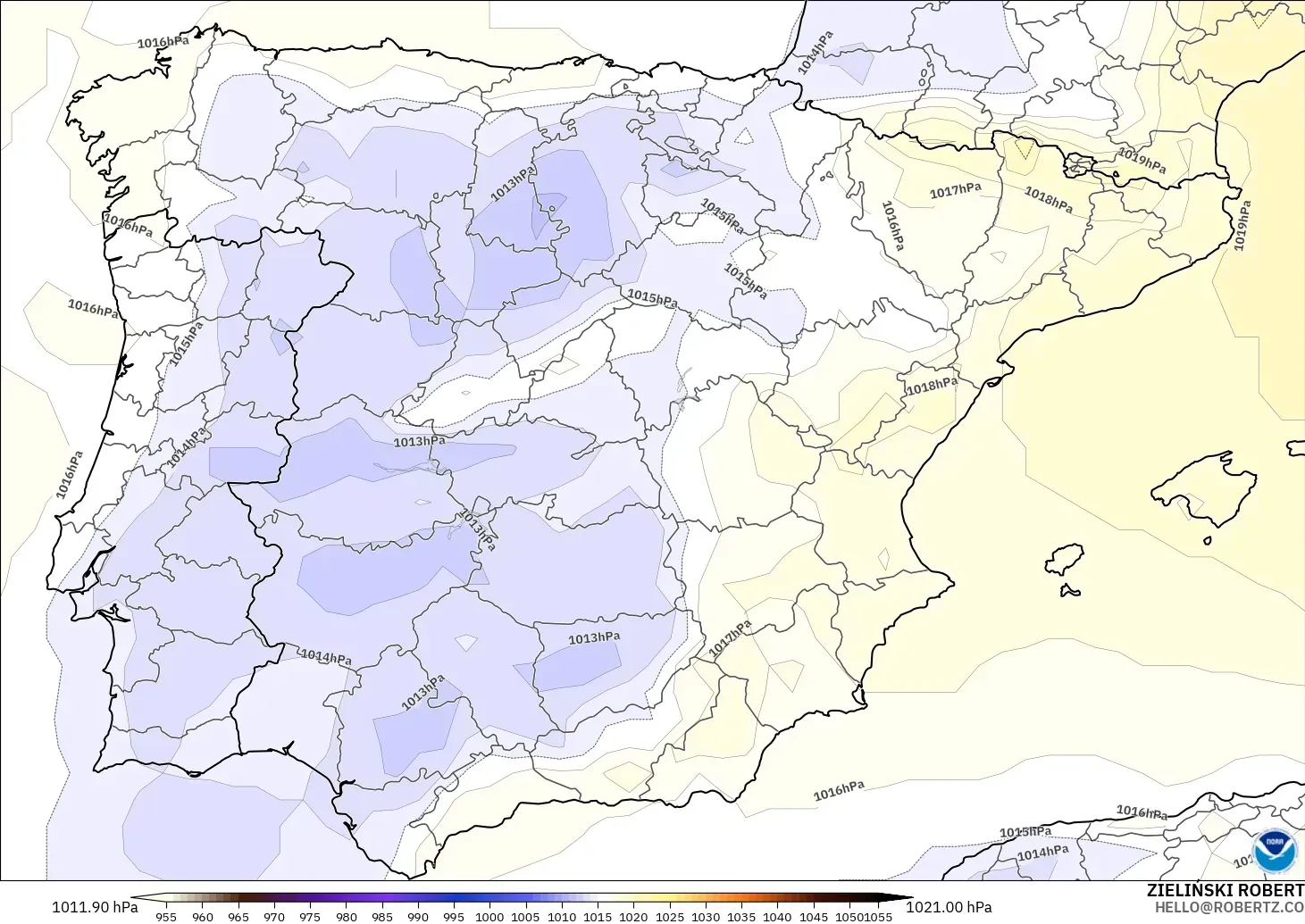 GFS model - Spain, Pressure
