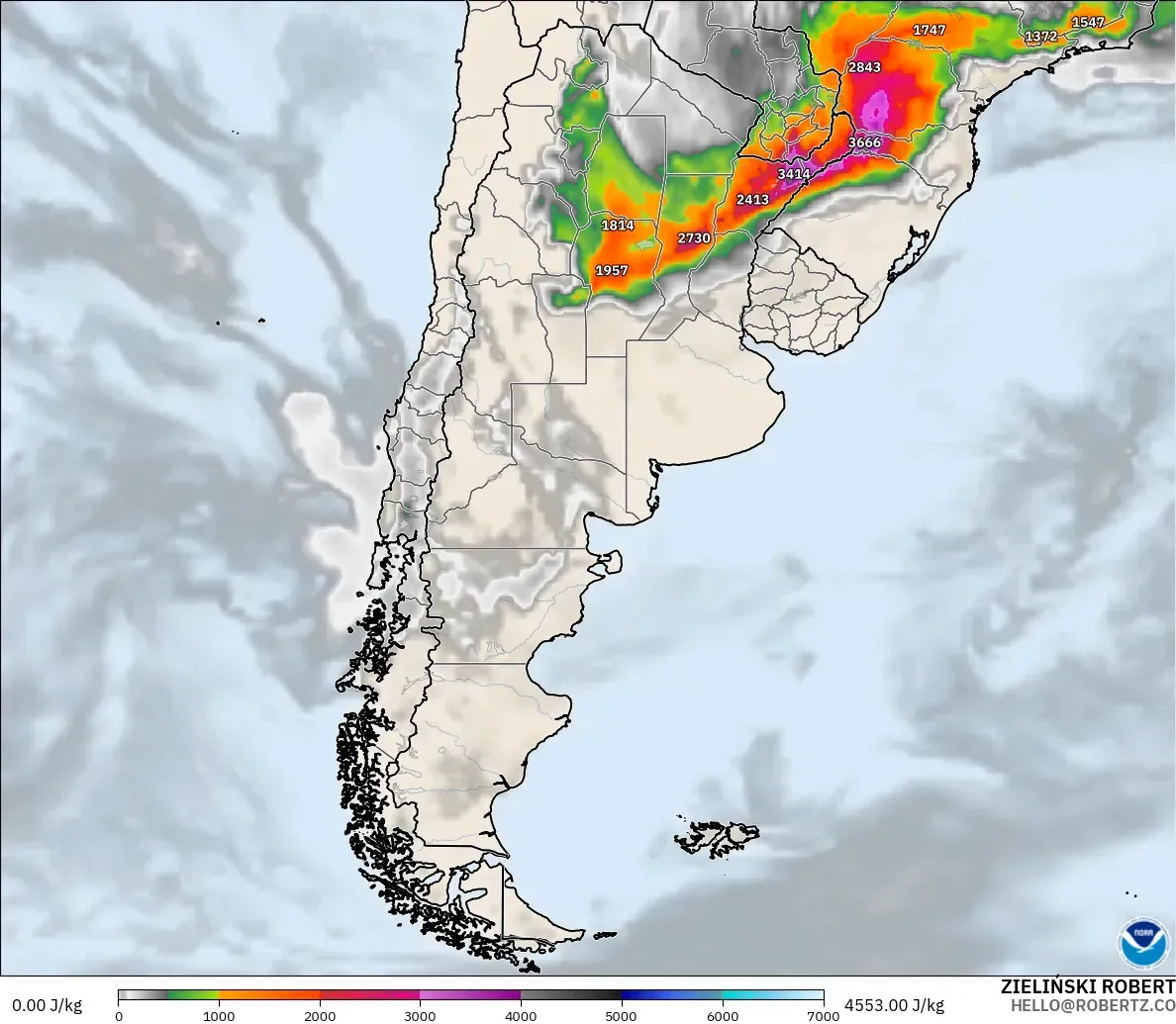 GFS model - Argentina, CAPE